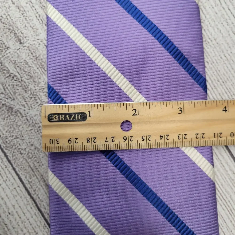 Grant Thomas Handmade Purple Blue White Silk Neck Tie Made in NY